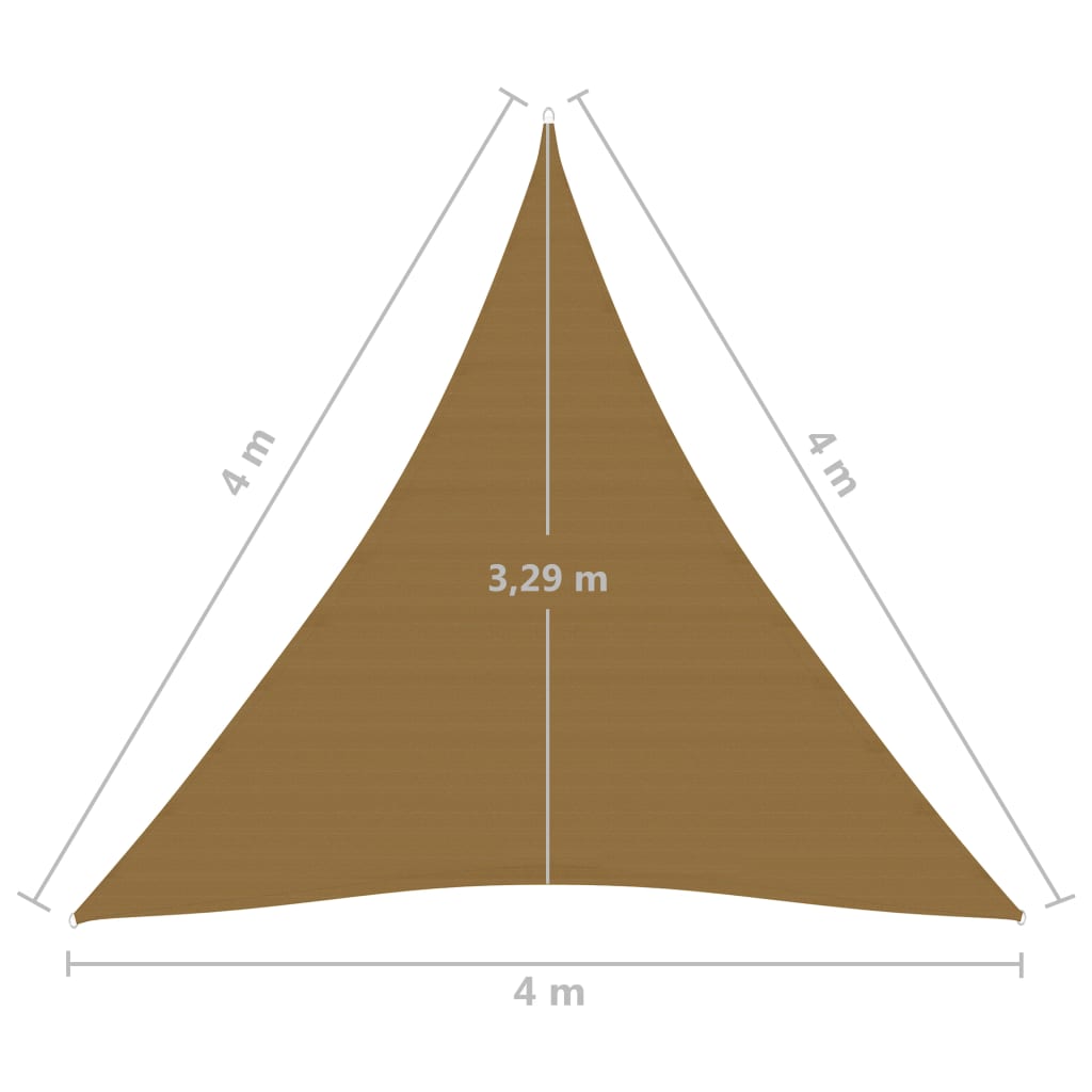 Zonnezeil 160 g/m² 4x4x4 m HDPE taupe is nu te koop bij PeponiXL, paradijselijk wonen!