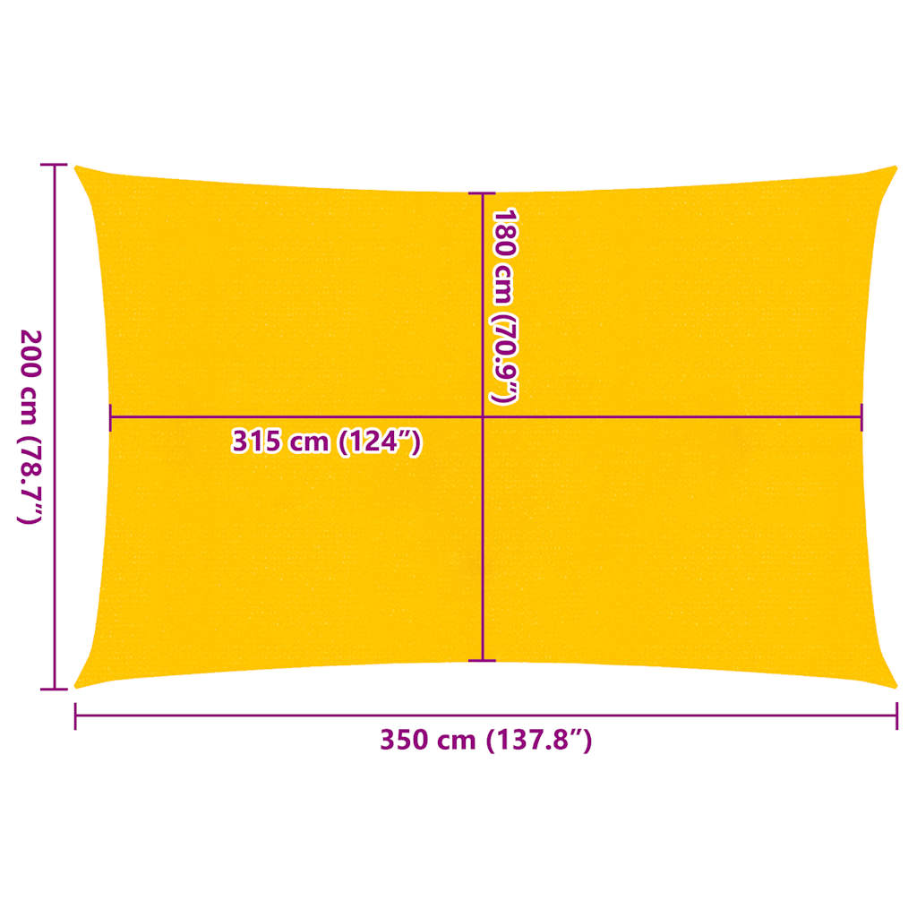 Zonnezeil 160 g/m² rechthoekig 2x3,5 m HDPE geel is nu te koop bij PeponiXL, paradijselijk wonen!
