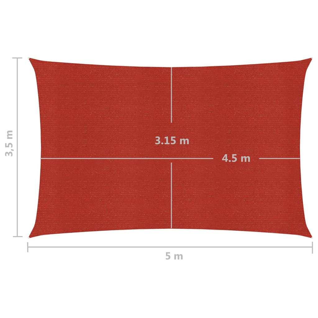 Zonnezeil 160 g/m² 3,5x5 m HDPE rood is nu te koop bij PeponiXL, paradijselijk wonen!