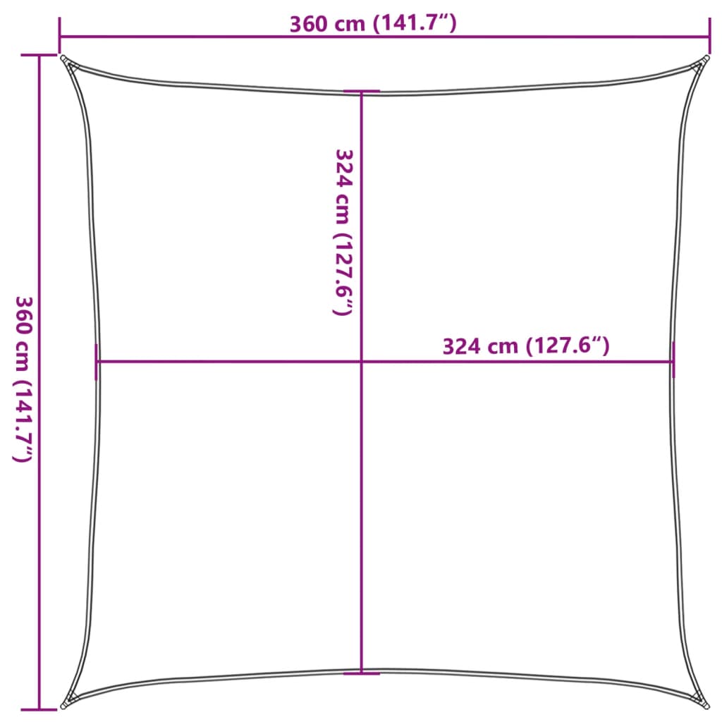 Zonnezeil 160 g/m² 3,6x3,6 m HDPE zwart is nu te koop bij PeponiXL, paradijselijk wonen!