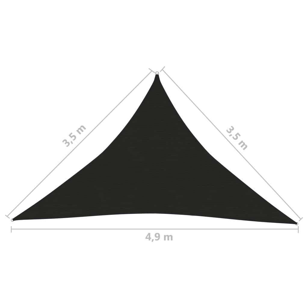 Zonnezeil 160 g/m² 3,5x3,5x4,9 m HDPE zwart is nu te koop bij PeponiXL, paradijselijk wonen!