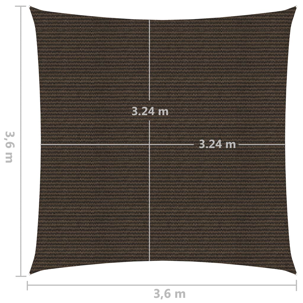 Zonnezeil 160 g/m² 3,6x3,6 m HDPE bruin is nu te koop bij PeponiXL, paradijselijk wonen!