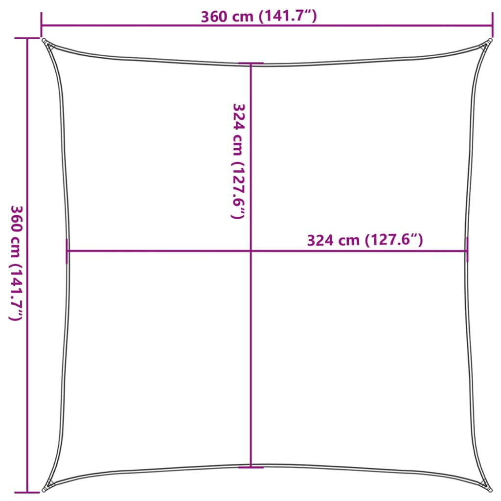 Zonnezeil 160 g/m² 3,6x3,6 m HDPE bruin is nu te koop bij PeponiXL, paradijselijk wonen!