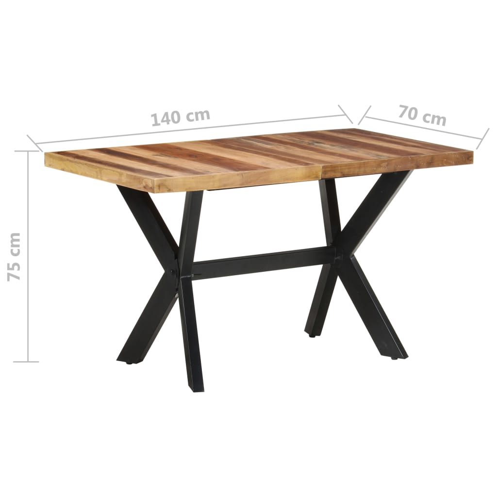 Eettafel 140x70x75 cm massief hout met honingkleurige afwerking is nu te koop bij PeponiXL, paradijselijk wonen!