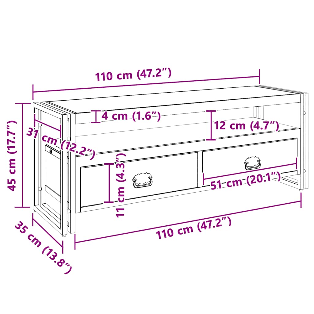 Tv-meubel 120x35x45 cm hout met honingkleurige afwerking is nu te koop bij PeponiXL, paradijselijk wonen!