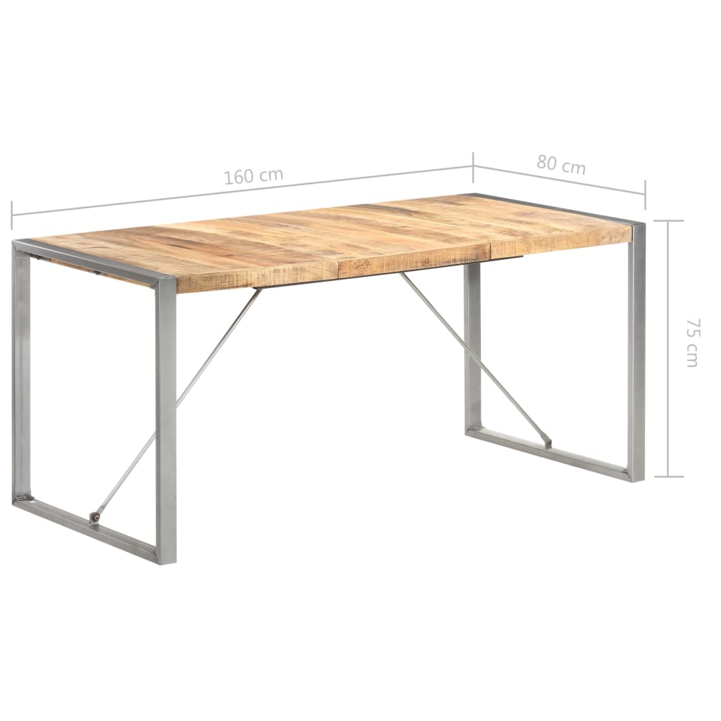 Eettafel 160x80x75 cm massief ruw mangohout is nu te koop bij PeponiXL, paradijselijk wonen!