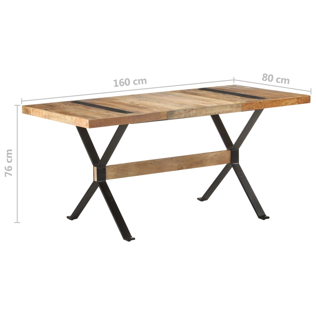 Eettafel 160x80x76 cm ruw mangohout is nu te koop bij PeponiXL, paradijselijk wonen!