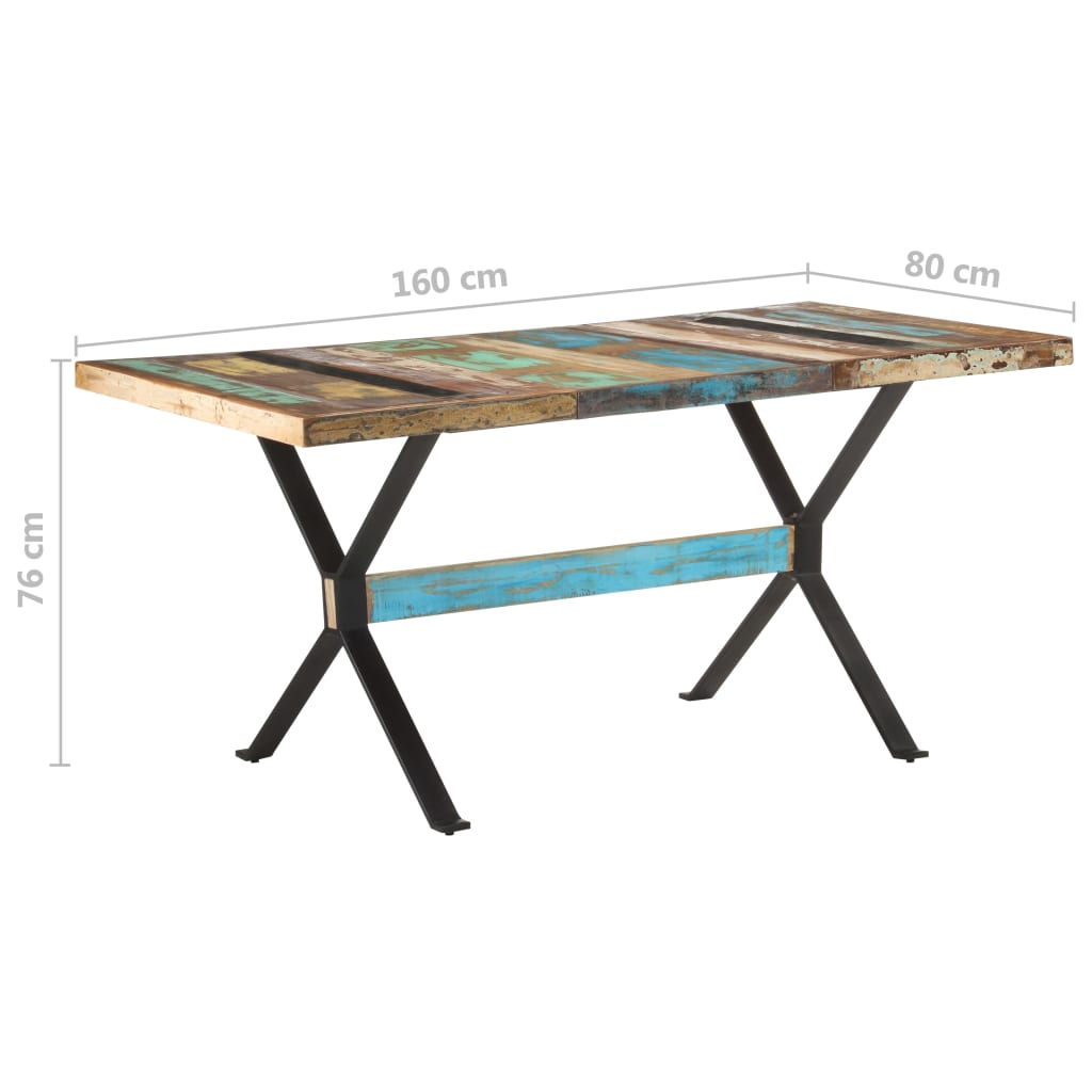 Eettafel 160x80x76 cm massief gerecycled hout is nu te koop bij PeponiXL, paradijselijk wonen!