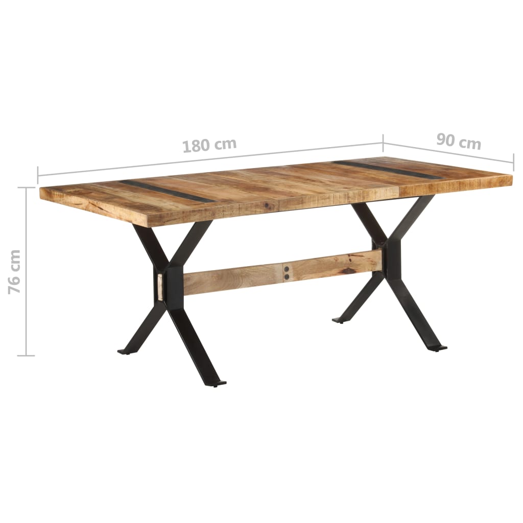 Eettafel 180x90x76 cm ruw mangohout is nu te koop bij PeponiXL, paradijselijk wonen!