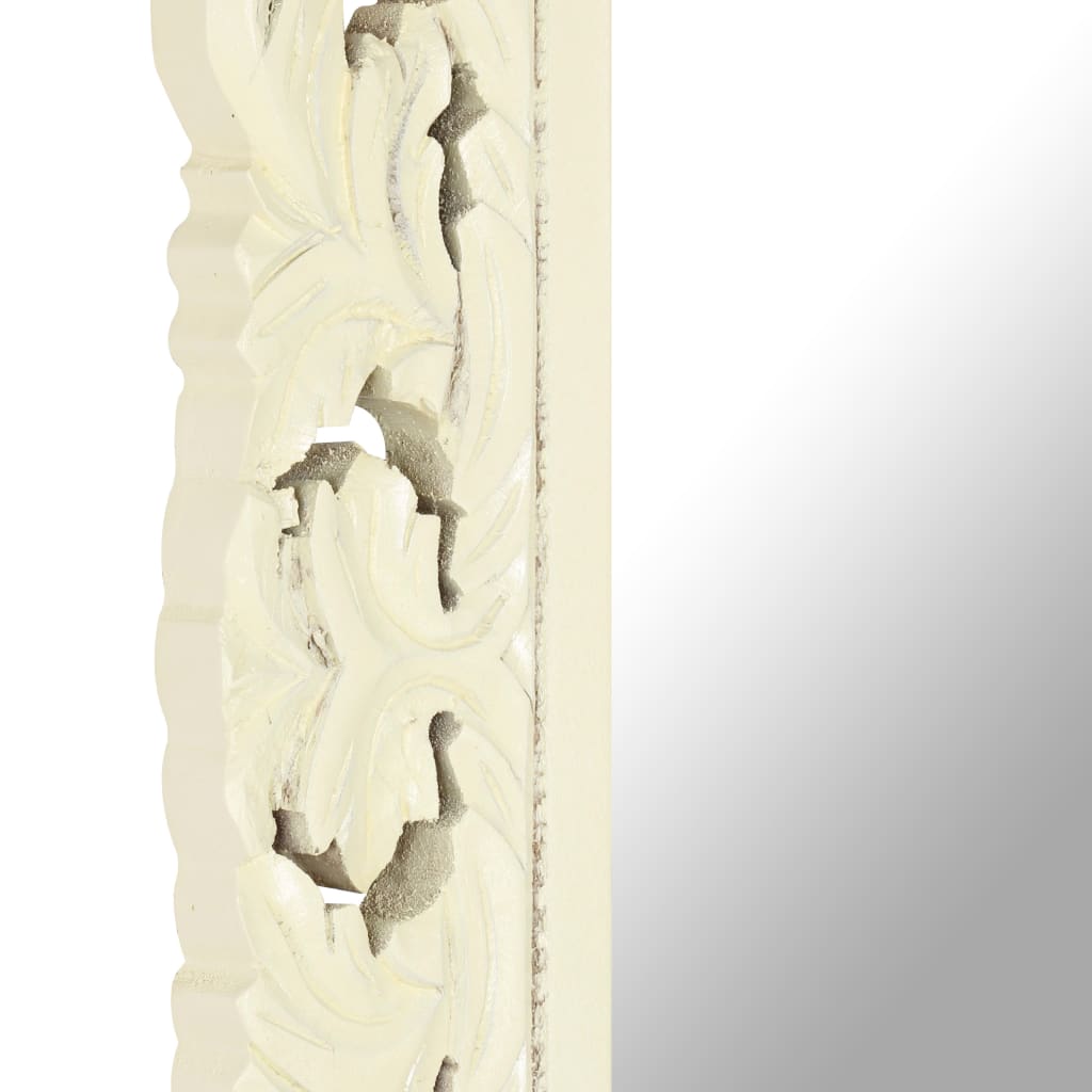 Spiegel handgesneden 110x50 cm massief mangohout wit is nu te koop bij PeponiXL, paradijselijk wonen!