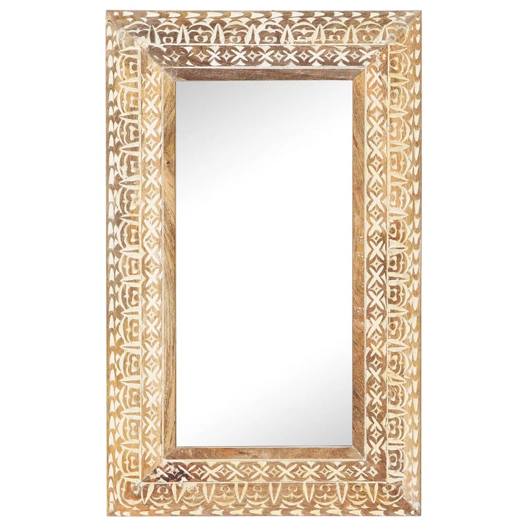 Spiegel handgesneden 80x50x2,6 cm massief mangohout is nu te koop bij PeponiXL, paradijselijk wonen!