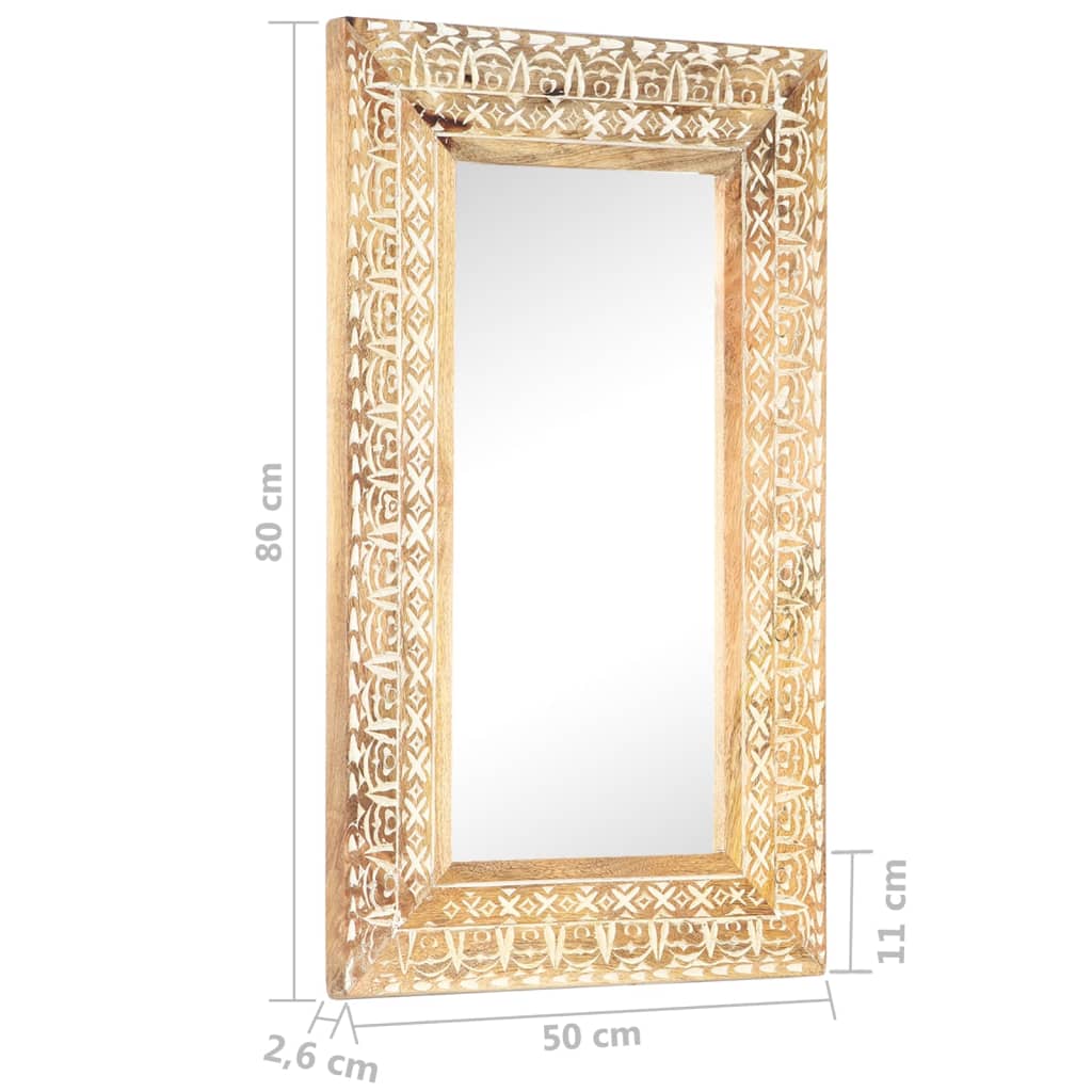 Spiegel handgesneden 80x50x2,6 cm massief mangohout is nu te koop bij PeponiXL, paradijselijk wonen!