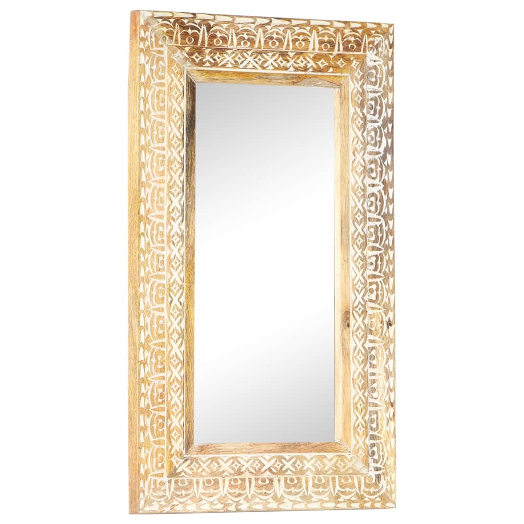 Spiegel handgesneden 80x50x2,6 cm massief mangohout is nu te koop bij PeponiXL, paradijselijk wonen!