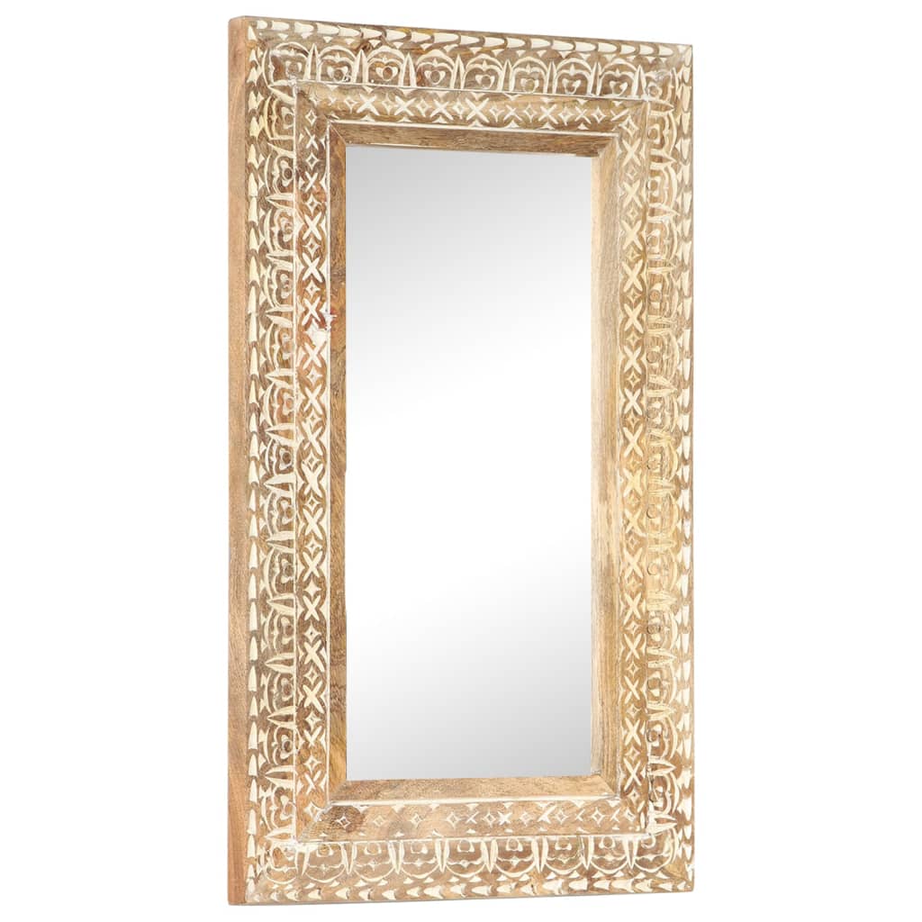 Spiegel handgesneden 80x50x2,6 cm massief mangohout is nu te koop bij PeponiXL, paradijselijk wonen!