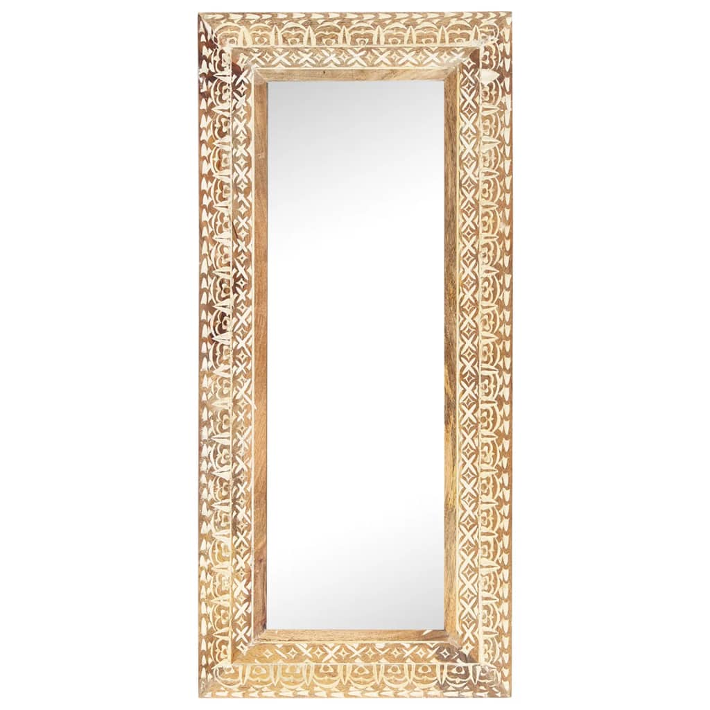 Spiegel handgesneden 110x50x2,6 cm massief mangohout is nu te koop bij PeponiXL, paradijselijk wonen!