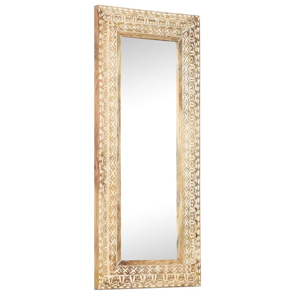 Spiegel handgesneden 110x50x2,6 cm massief mangohout is nu te koop bij PeponiXL, paradijselijk wonen!