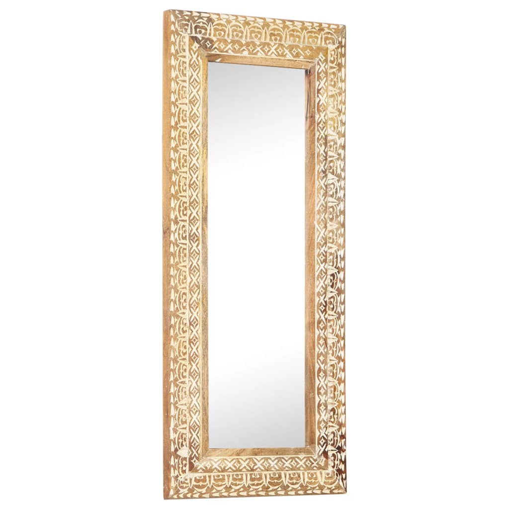 Spiegel handgesneden 110x50x2,6 cm massief mangohout is nu te koop bij PeponiXL, paradijselijk wonen!
