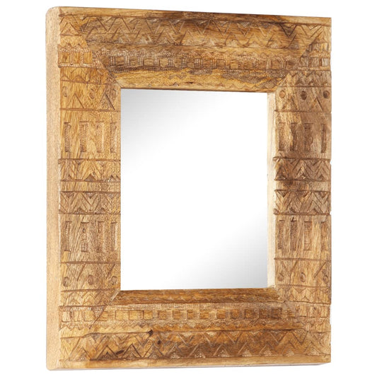 Spiegel handgesneden 50x50x2,5 cm massief mangohout is nu te koop bij PeponiXL, paradijselijk wonen!