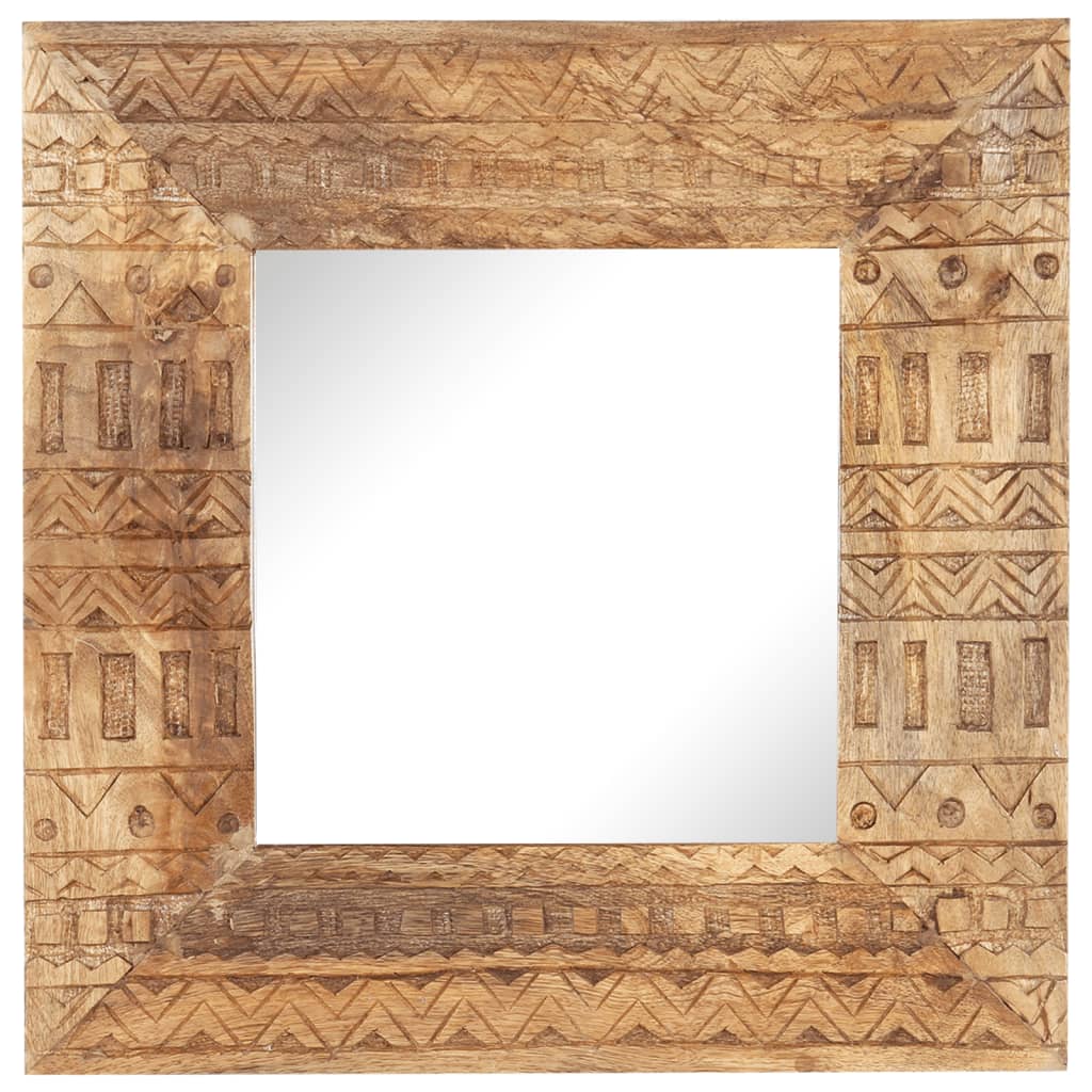 Spiegel handgesneden 50x50x2,5 cm massief mangohout is nu te koop bij PeponiXL, paradijselijk wonen!