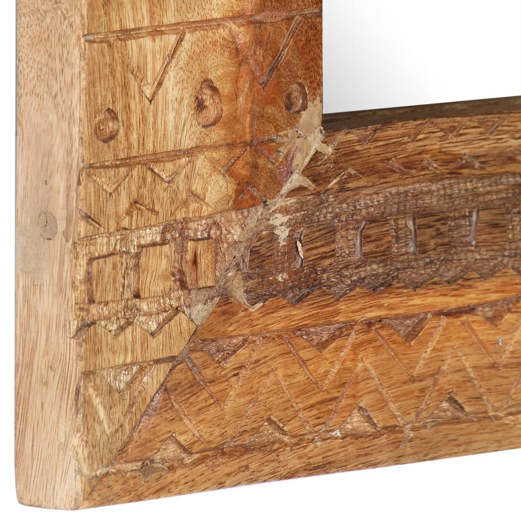 Spiegel handgesneden 50x50x2,5 cm massief mangohout is nu te koop bij PeponiXL, paradijselijk wonen!