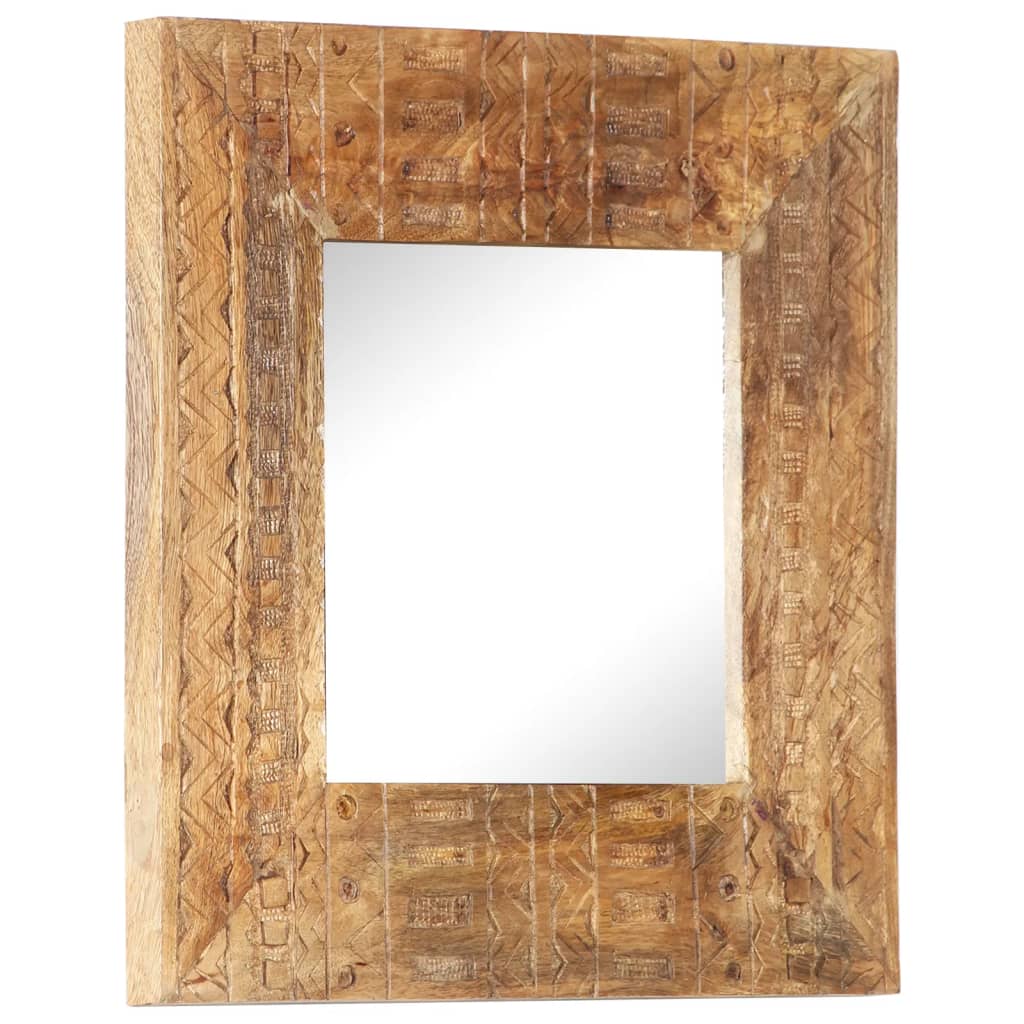 Spiegel handgesneden 50x50x2,5 cm massief mangohout is nu te koop bij PeponiXL, paradijselijk wonen!