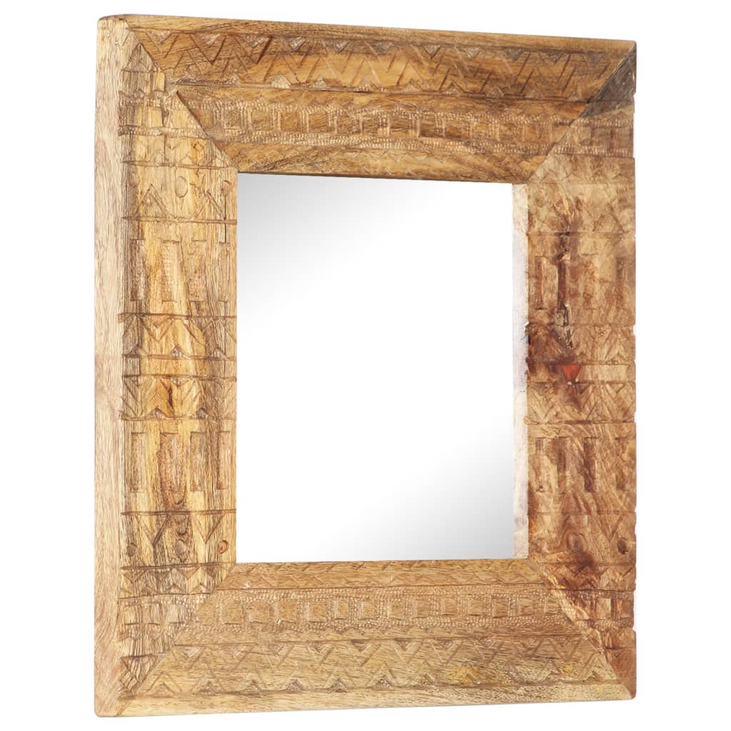 Spiegel handgesneden 50x50x2,5 cm massief mangohout is nu te koop bij PeponiXL, paradijselijk wonen!