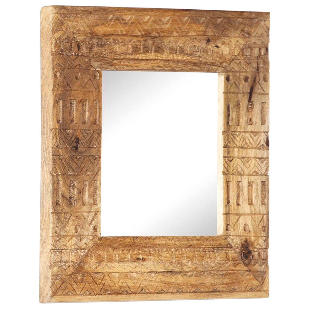 Spiegel handgesneden 50x50x2,5 cm massief mangohout is nu te koop bij PeponiXL, paradijselijk wonen!