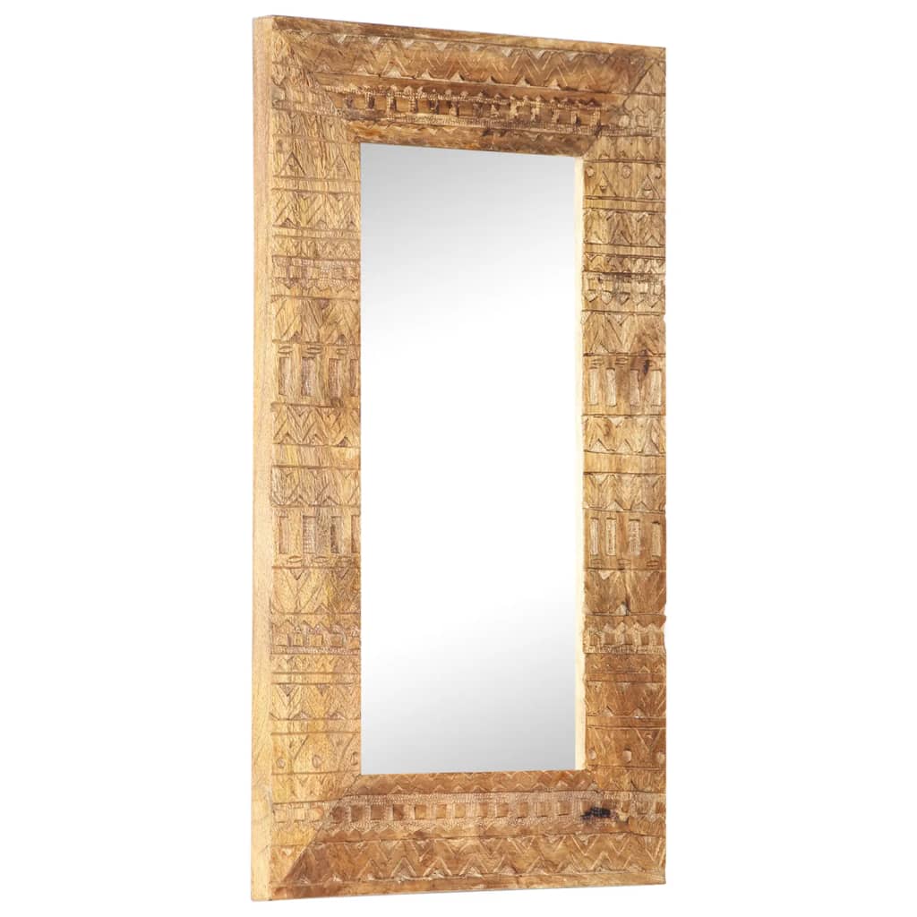 Spiegel handgesneden 80x50x2,5 cm massief mangohout is nu te koop bij PeponiXL, paradijselijk wonen!