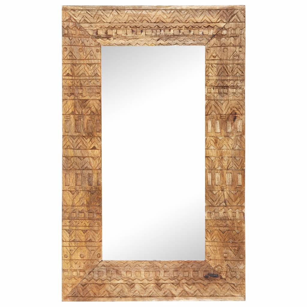 Spiegel handgesneden 80x50x2,5 cm massief mangohout is nu te koop bij PeponiXL, paradijselijk wonen!