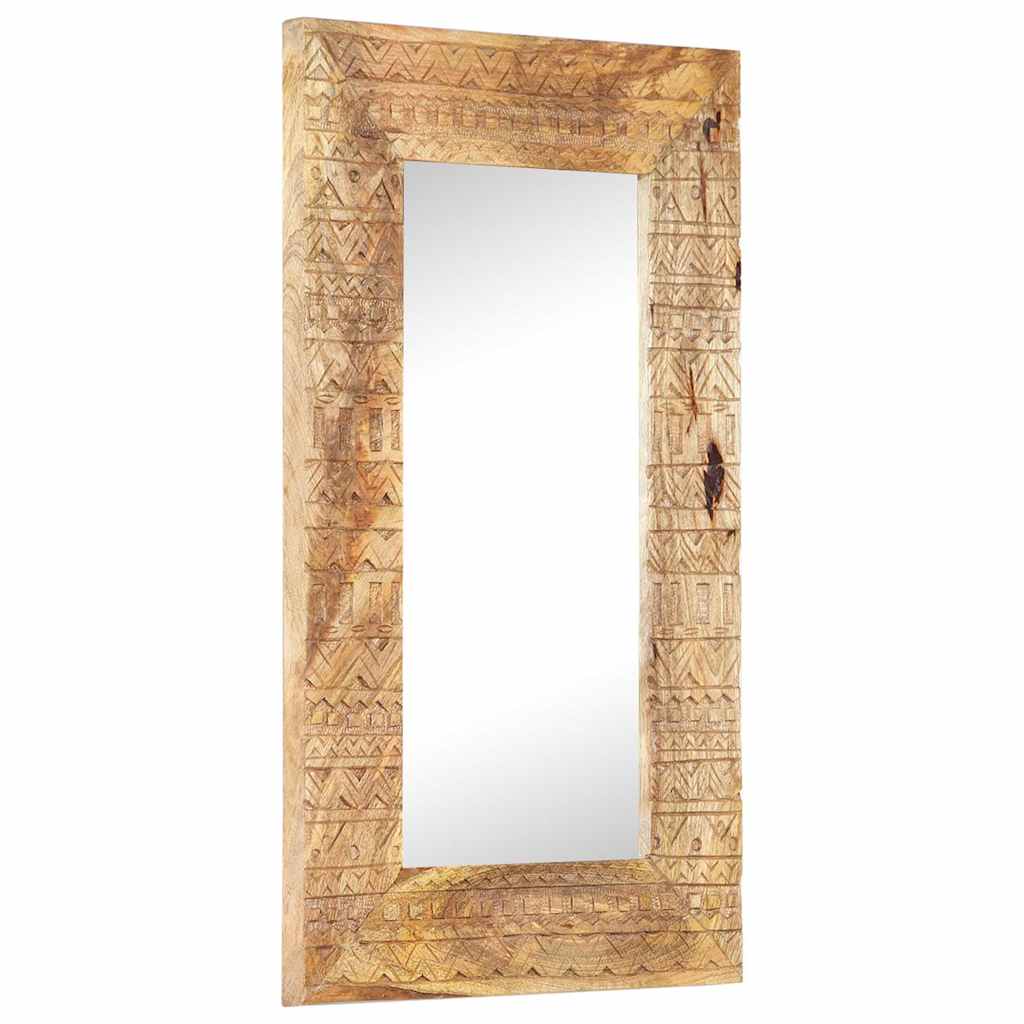 Spiegel handgesneden 80x50x2,5 cm massief mangohout is nu te koop bij PeponiXL, paradijselijk wonen!