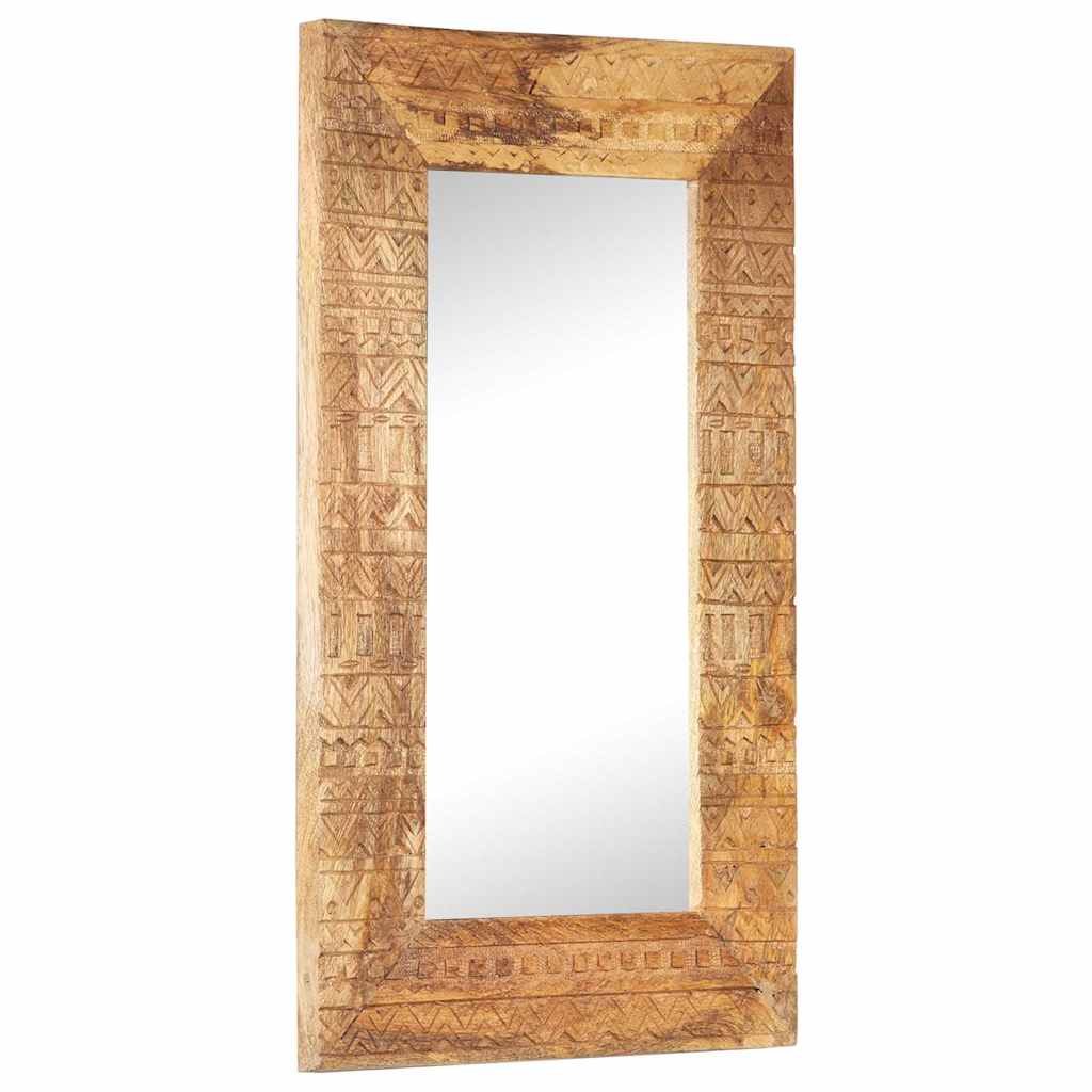 Spiegel handgesneden 80x50x2,5 cm massief mangohout is nu te koop bij PeponiXL, paradijselijk wonen!