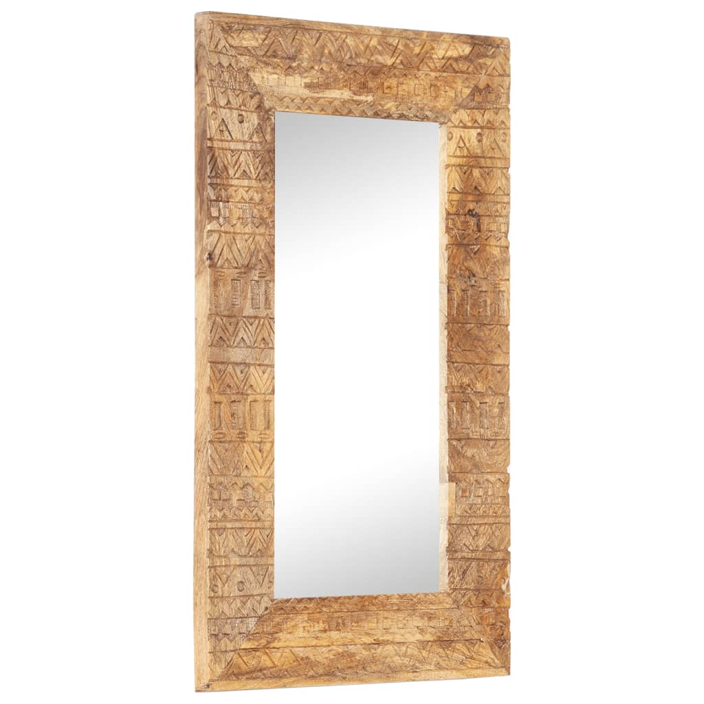 Spiegel handgesneden 80x50x2,5 cm massief mangohout is nu te koop bij PeponiXL, paradijselijk wonen!