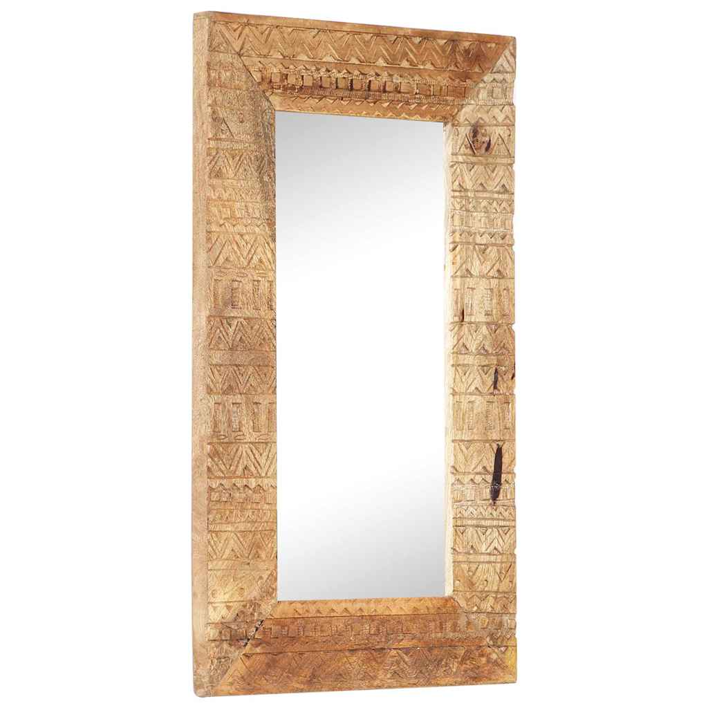 Spiegel handgesneden 80x50x2,5 cm massief mangohout is nu te koop bij PeponiXL, paradijselijk wonen!