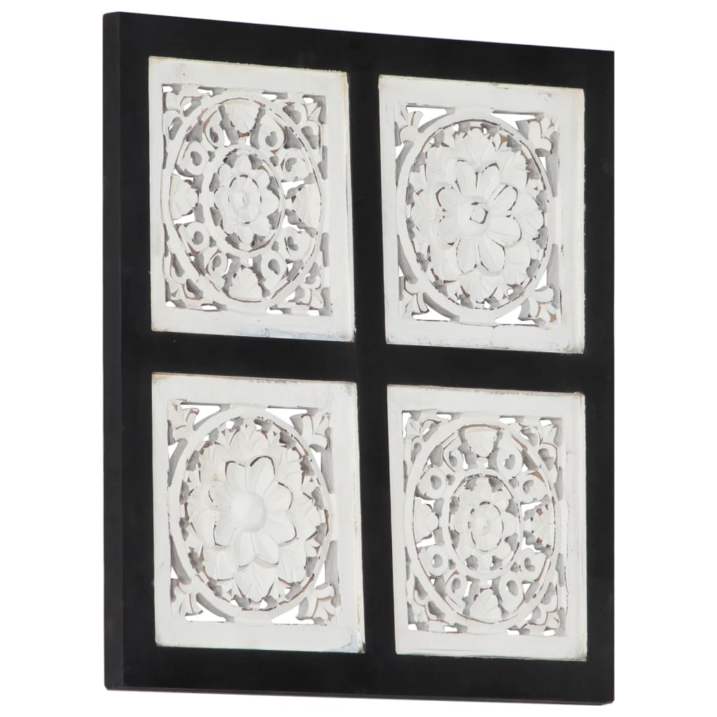 Wandpaneel handgesneden 40x40x1,5 cm MDF zwart en wit is nu te koop bij PeponiXL, paradijselijk wonen!