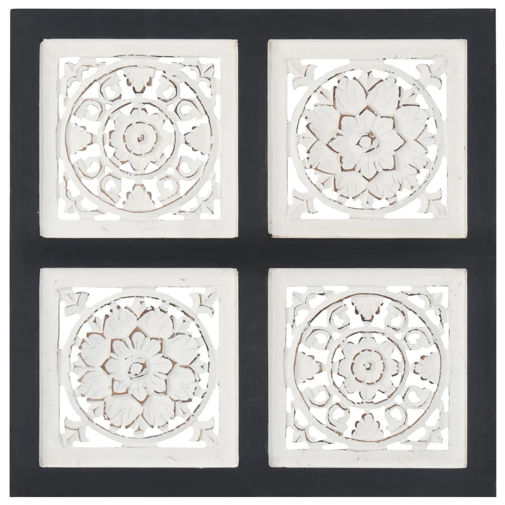 Wandpaneel handgesneden 40x40x1,5 cm MDF zwart en wit is nu te koop bij PeponiXL, paradijselijk wonen!