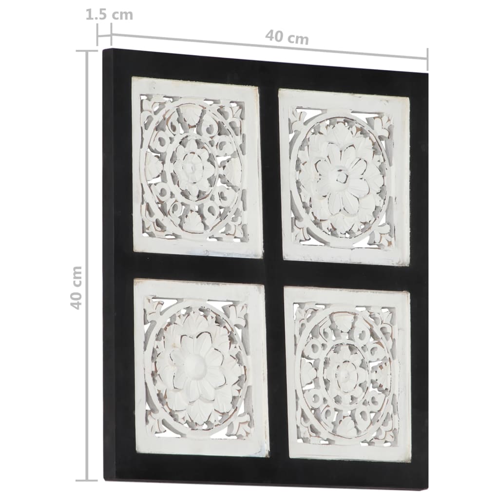 Wandpaneel handgesneden 40x40x1,5 cm MDF zwart en wit is nu te koop bij PeponiXL, paradijselijk wonen!