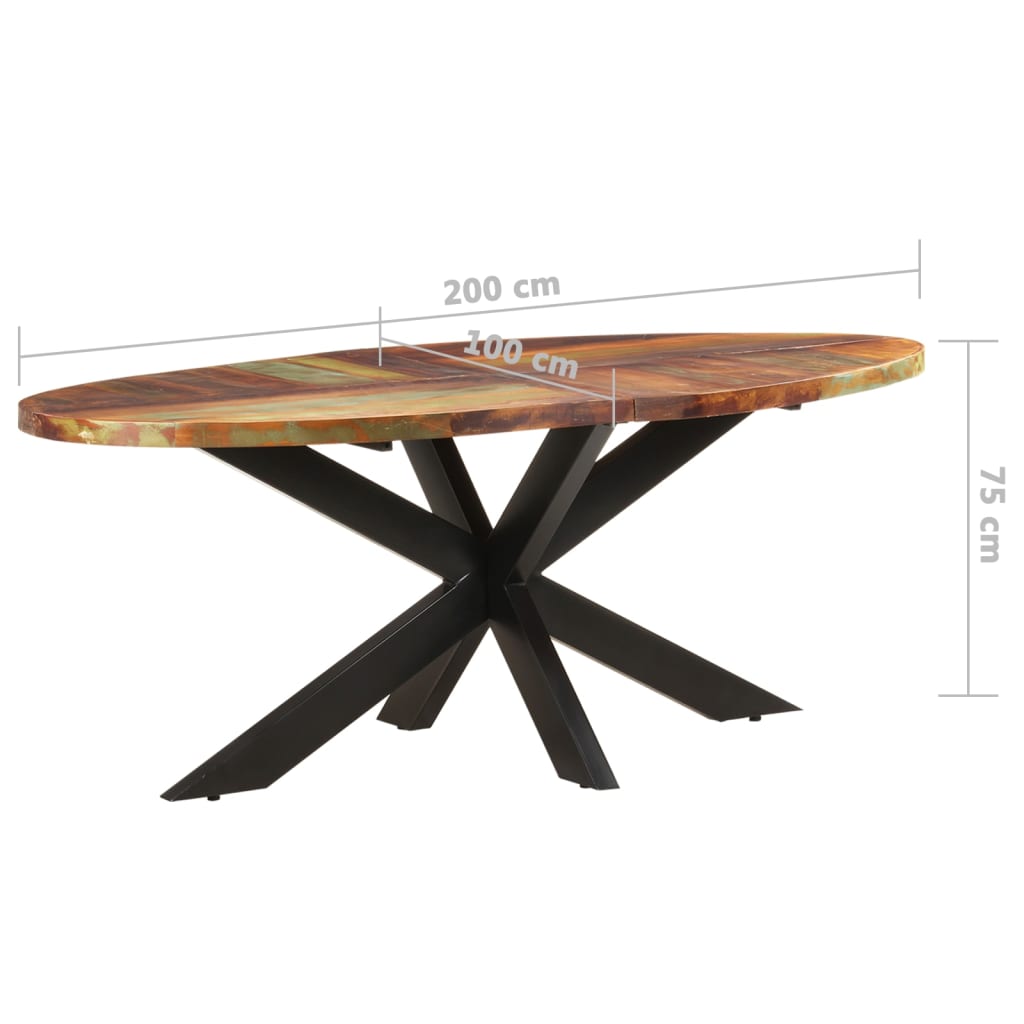 Eettafel ovaal 200x100x75 cm massief gerecycled hout is nu te koop bij PeponiXL, paradijselijk wonen!
