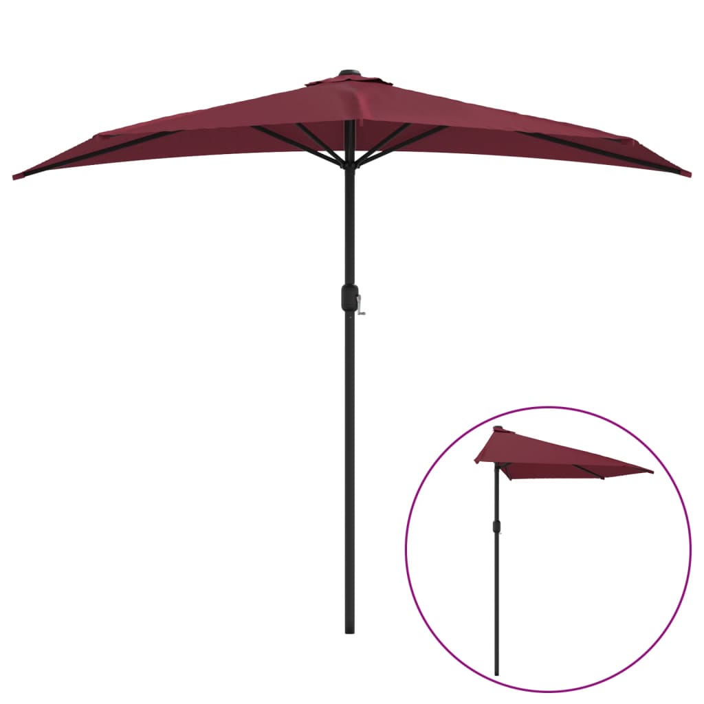 Balkonparasol half aluminium paal 270x144x222 cm bordeauxrood is nu te koop bij PeponiXL, paradijselijk wonen!