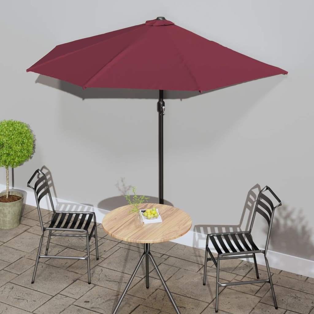 Balkonparasol half aluminium paal 270x144x222 cm bordeauxrood is nu te koop bij PeponiXL, paradijselijk wonen!
