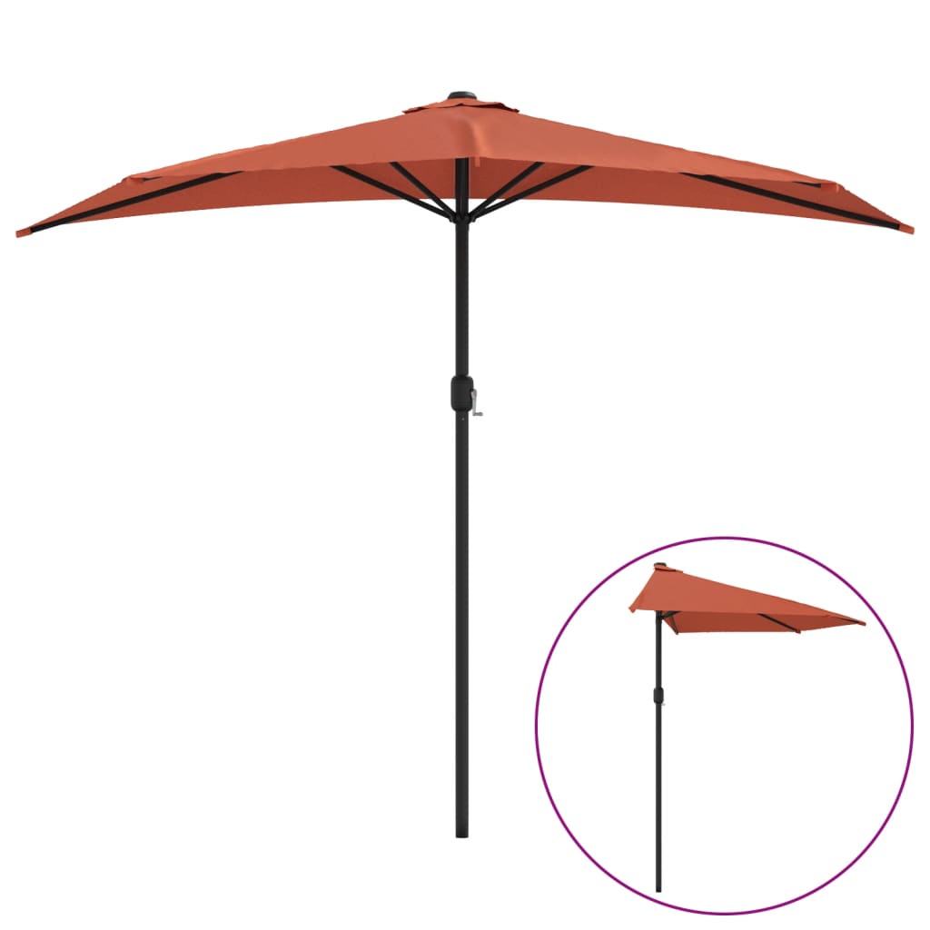 Balkonparasol half met aluminium paal 270x144x222 cm terracotta is nu te koop bij PeponiXL, paradijselijk wonen!