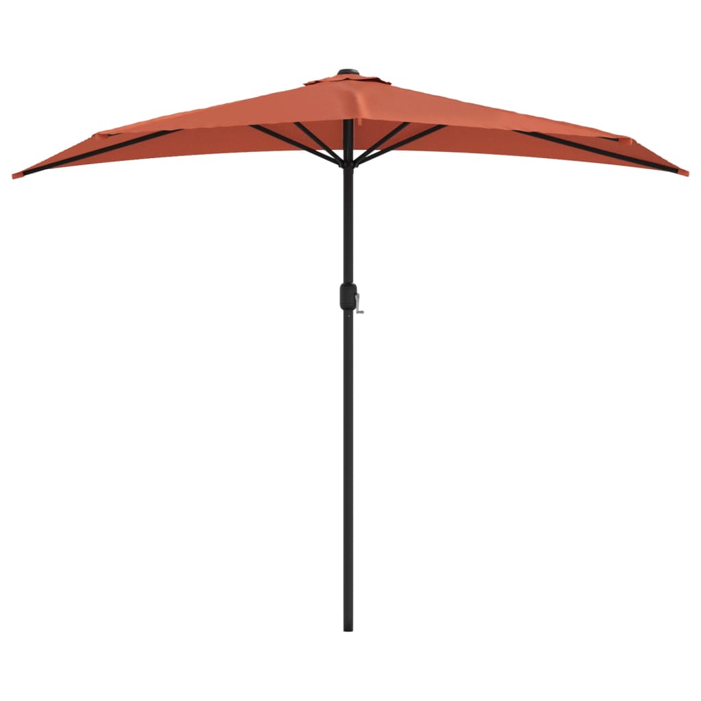 Balkonparasol half met aluminium paal 270x144x222 cm terracotta is nu te koop bij PeponiXL, paradijselijk wonen!
