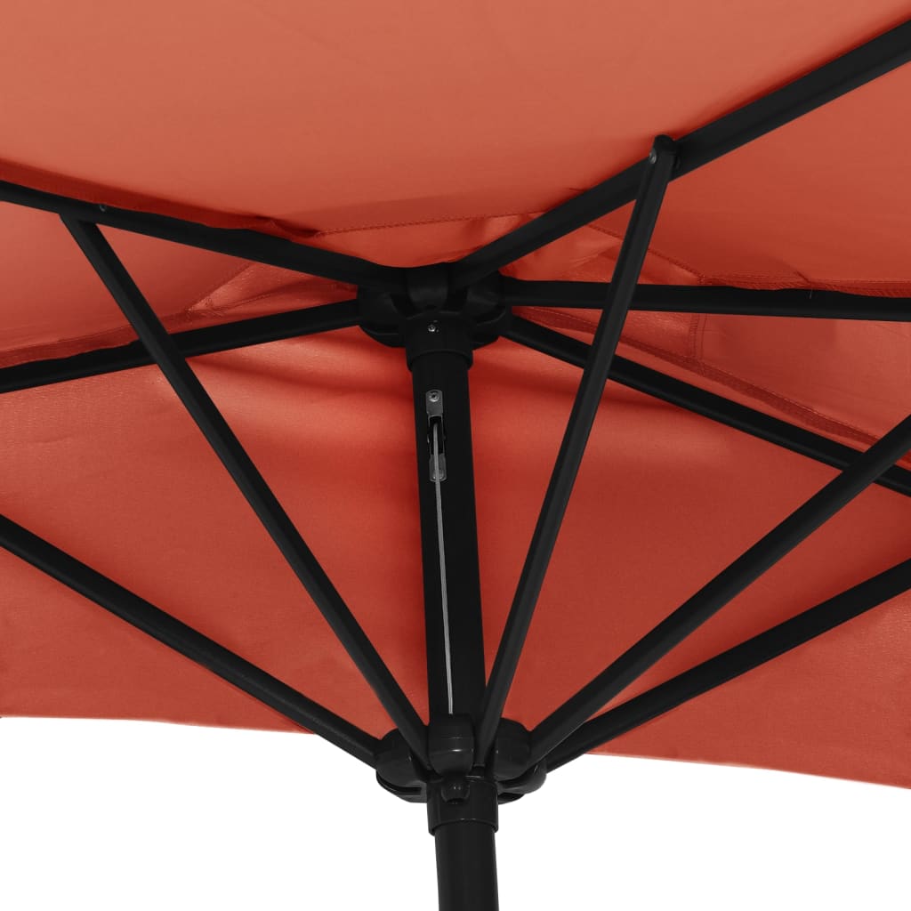 Balkonparasol half met aluminium paal 270x144x222 cm terracotta is nu te koop bij PeponiXL, paradijselijk wonen!