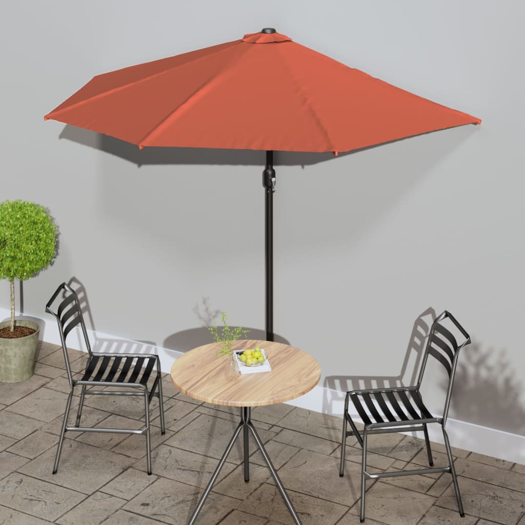 Balkonparasol half met aluminium paal 270x144x222 cm terracotta is nu te koop bij PeponiXL, paradijselijk wonen!