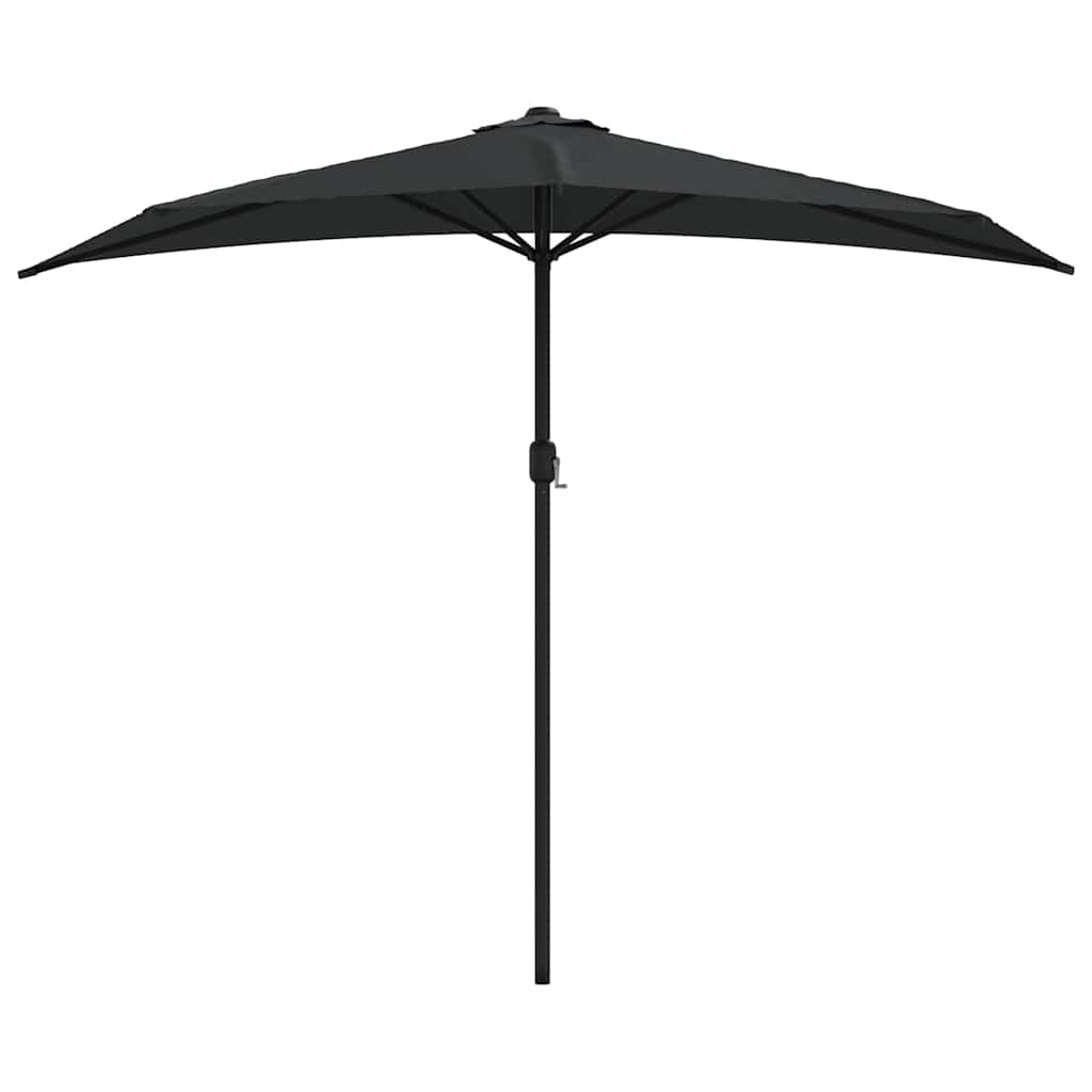 Balkonparasol half met aluminium paal 270x144x222 cm zwart is nu te koop bij PeponiXL, paradijselijk wonen!