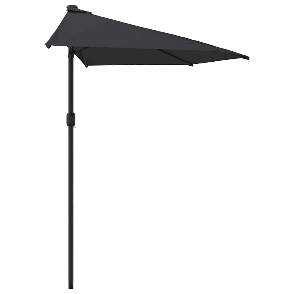 Balkonparasol half met aluminium paal 270x144x222 cm zwart is nu te koop bij PeponiXL, paradijselijk wonen!