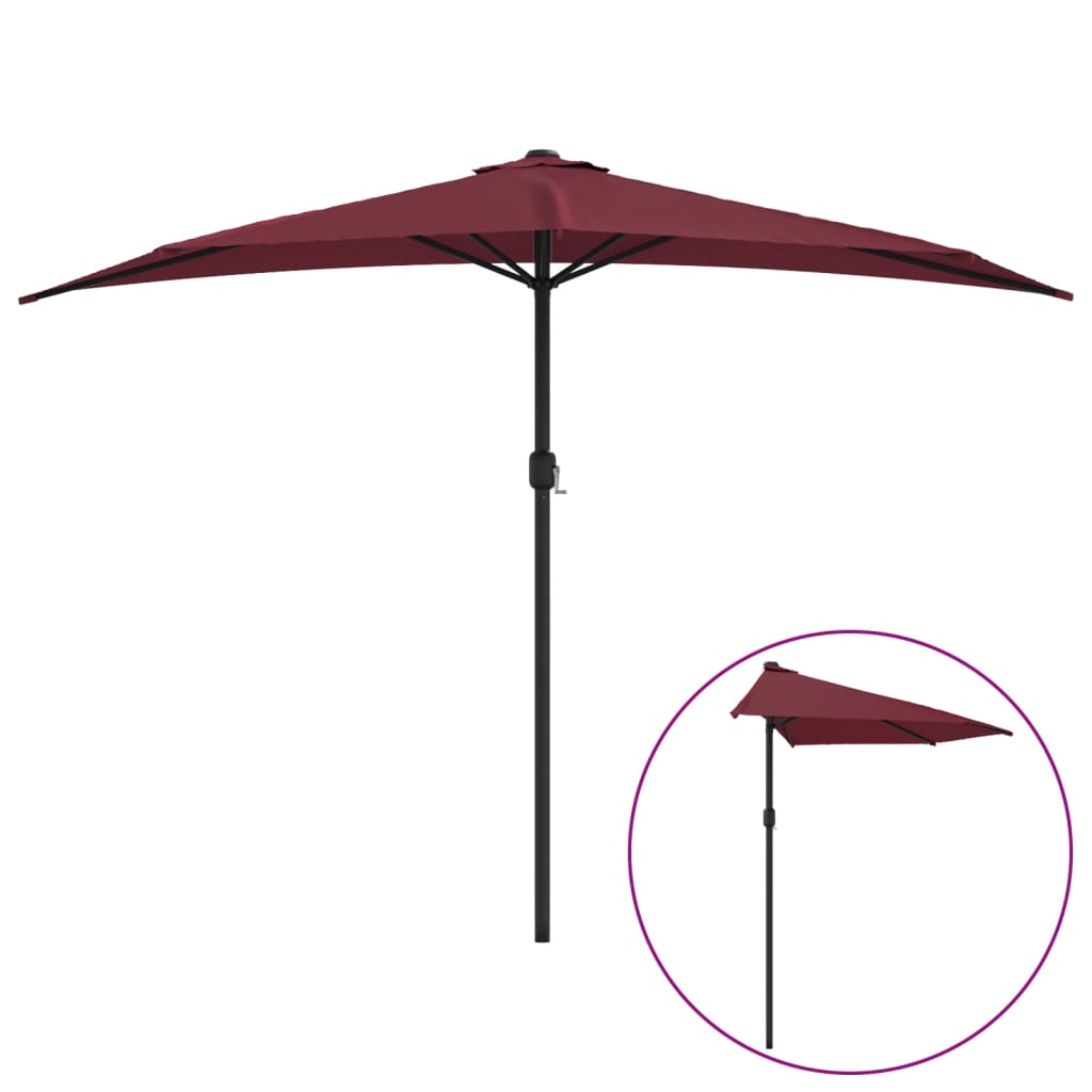 Balkonparasol half aluminium paal 300x155x223 cm bordeauxrood is nu te koop bij PeponiXL, paradijselijk wonen!