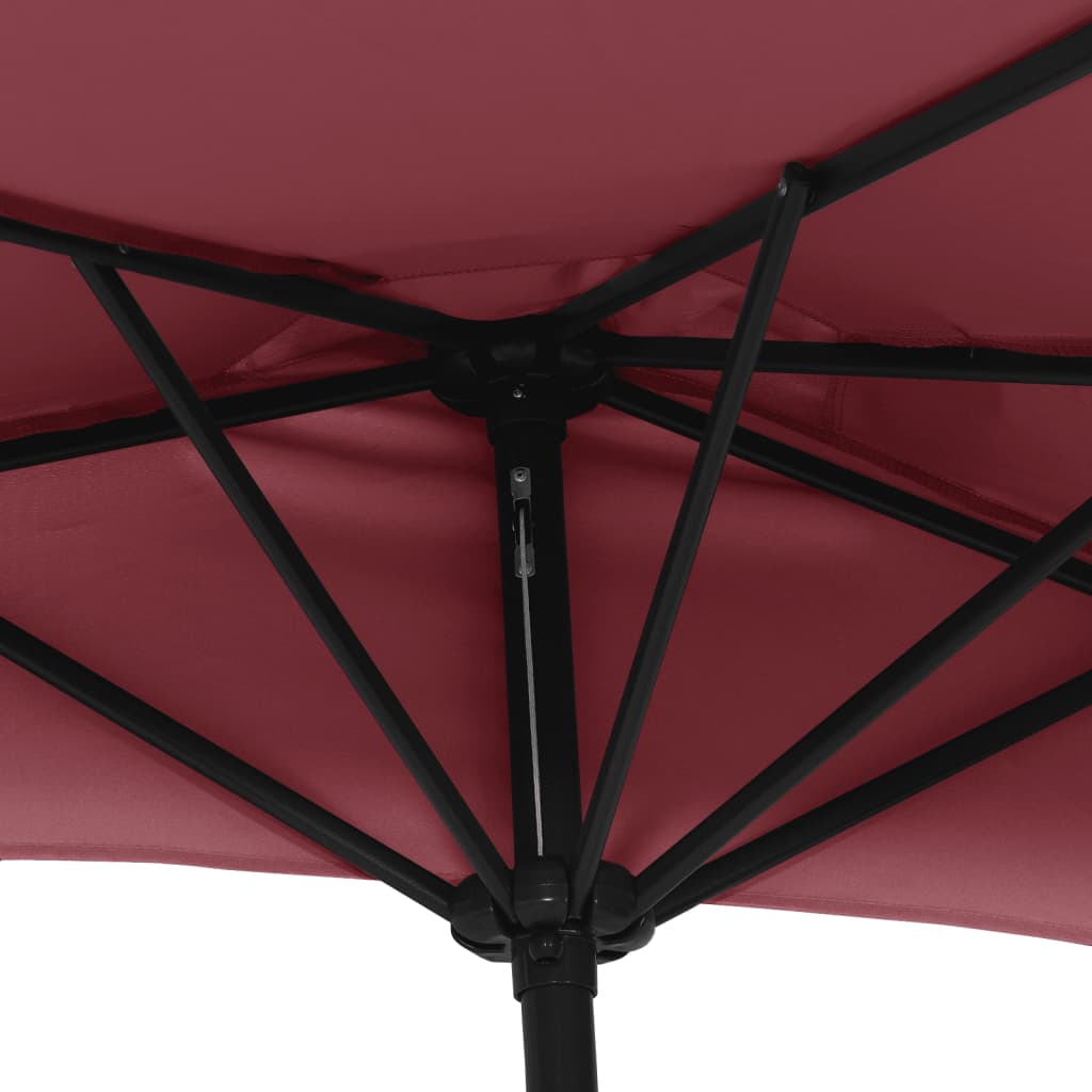 Balkonparasol half aluminium paal 300x155x223 cm bordeauxrood is nu te koop bij PeponiXL, paradijselijk wonen!