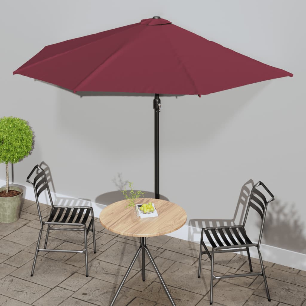 Balkonparasol half aluminium paal 300x155x223 cm bordeauxrood is nu te koop bij PeponiXL, paradijselijk wonen!