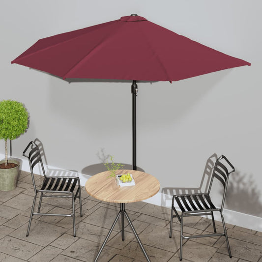 Balkonparasol half aluminium paal 300x155x223 cm bordeauxrood is nu te koop bij PeponiXL, paradijselijk wonen!