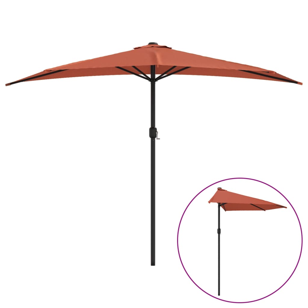 Balkonparasol half met aluminium paal 300x155x223 cm terracotta is nu te koop bij PeponiXL, paradijselijk wonen!